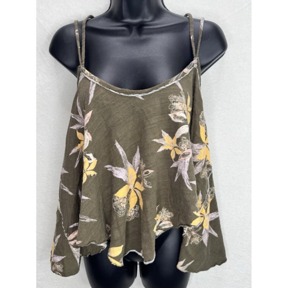 We the Free People Green Hey Girl Floral Tank Top Size Large